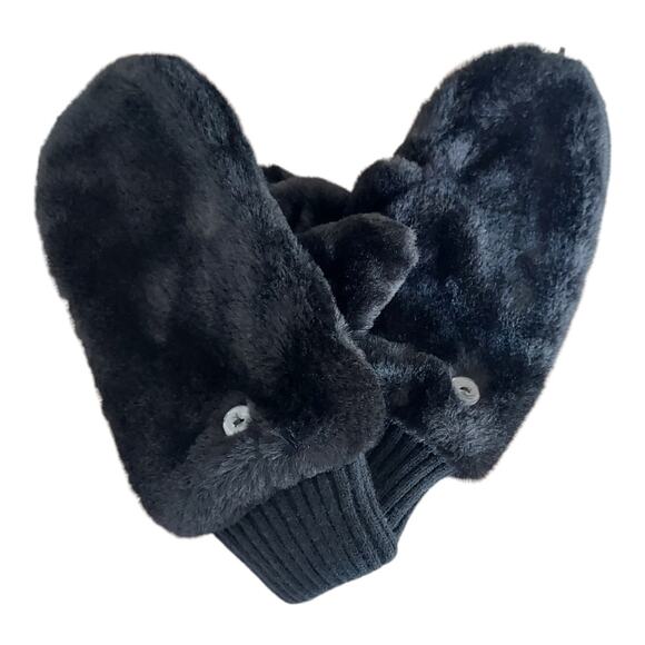 House of Harlow Black Faux Fur Plush Wristlet Purse & Mittens Boxed Set NWT - Picture 3 of 6